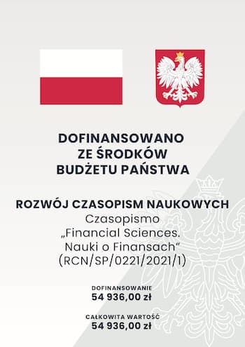 Plakat z flagą państwową i godłem Polski, informujący o dofinansowaniu czasopisma w ramach programu rozwoju czasopism naukowych na kwotę 54 480 zł